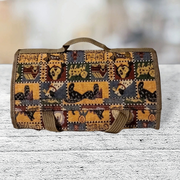 Jade Tapestry Dogs Faithful Companion Collapsible Rolling Travel Bag - Picture 8 of 8